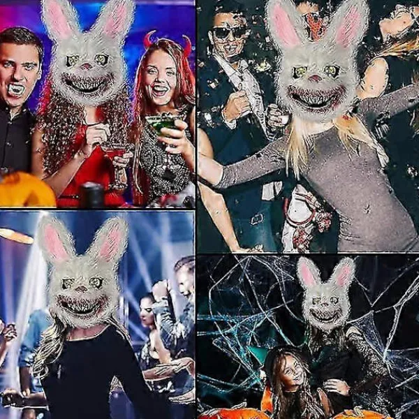 Lysande Halloweenmask Horror kaninmask Läskig Halloweenmask-2025> Masker