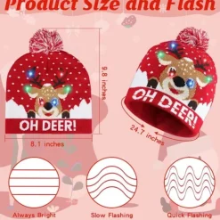 Lysande Julstickad Mössa, Med 6 Färgglada LED-lampor (07)> Huvudbonader