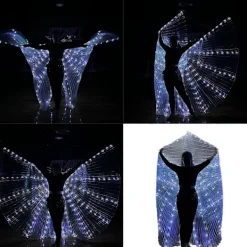 Lysande LED-févinge för barn och vuxna, glödande fjärilsvinge för förtrollande fester och evenemang, ängelvinge> Tillbehör