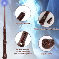 Lysande magisk trollstav med ljud och ljus, leksak för barn, flickor, pojkar, fest><noscript><img width=