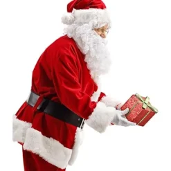 BraVärde Lyxig Tomtekostym för Män, 11 Delar, Jultomtekostym för Vuxna Julrollspel 2025 Bästa Julklappen XXXL（90-100kg）> Dräkter