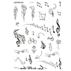 INF Ma Long Ansiktsklistermärken - Realistiska Temporära Tatueringar Not, diamant, musik> Smink