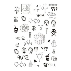 INF Ma Long Ansiktsklistermärken - Realistiska Temporära Tatueringar Labyrint, symbol, kemikalie> Smink