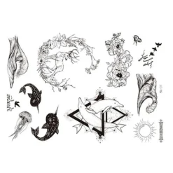 INF Ma Long Ansiktsklistermärken - Realistiska Temporära Tatueringar Renar, delfiner, valar> Smink