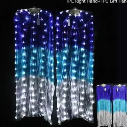 Magdans LED Fläkt Tillbehör Sidenfläktar Kvinnor LED Ljus 1 Par Magdansslöja Performance Rekvisita Kostymer Med Batteri S -120x90cm | Fyndiq> Tillbehör