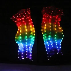 Magdans LED Fläkt Tillbehör Sidenfläktar Kvinnor LED Ljus 1 Par Magdansslöja Performance Rekvisita Kostymer Med Batteri S -120x90cm | Fyndiq> Tillbehör