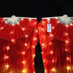 Magdans LED Fläkt Tillbehör Sidenfläktar Kvinnor LED Ljus 1 Par Magdansslöja Performance Rekvisita Kostymer Med Batteri S -120x90cm | Fyndiq><noscript><img width=