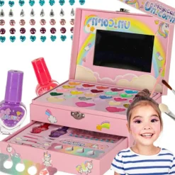 Makeup- och nagelset för barn – Enhörningssminkväska> Smink