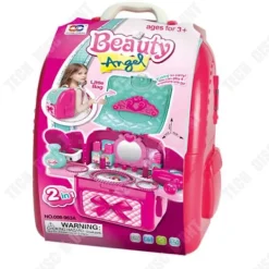 TECH DISCOUNT Makeupryggsäck - TD® - Simulerad dubbel axel - Rosa - För tjejer - 39,5 x 21,5 x 40 cm> Smink