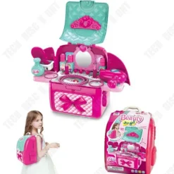 TECH DISCOUNT Makeupryggsäck - TD® - Simulerad dubbel axel - Rosa - För tjejer - 39,5 x 21,5 x 40 cm><noscript><img width=