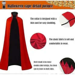 Maklulu Halloween Vampirkappa Kostym Vuxen Halloween Kostym Kappa Svart och Röd Vändbar Ståkrage Kappa><noscript><img width=