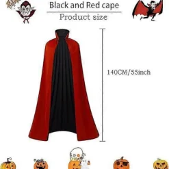 Maklulu Halloween Vampirkappa Kostym Vuxen Halloween Kostym Kappa Svart och Röd Vändbar Ståkrage Kappa><noscript><img width=