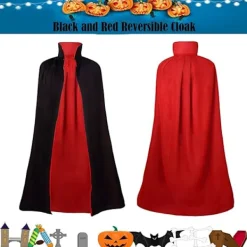 Maklulu Halloween Vampyrkappa Kostym Vuxen Halloween Kostym Kappa Svart och Röd Vändbar Ståkrage Kappa> Dräkter