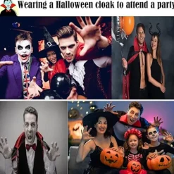 Maklulu Halloween Vampyrkappa Kostym Vuxen Halloween Kostym Kappa Svart och Röd Vändbar Ståkrage Kappa><noscript><img width=