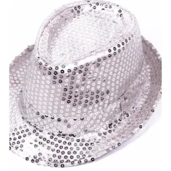 Mardi Gras Tema Party Vit Paljetthatt Maskerad Party Rekvisita Jazz Gentleman Show Paljetthatt Barn><noscript><img width=