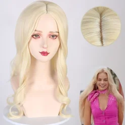 Margot Robbie Cosplay-peruk för kvinnor, lång blond lockig Ken-kostymperuk> Peruker
