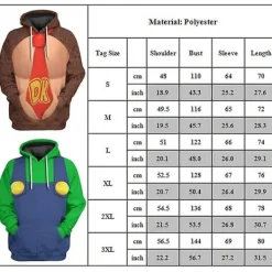 Mario Luigi Peach Bowser Kostym Vuxna Hoodies Unisex Långärmad Tröjor Super Mario Bros Film Huvtröja Cosplay Kostymer 2XL | Fyndiq><noscript><img width=