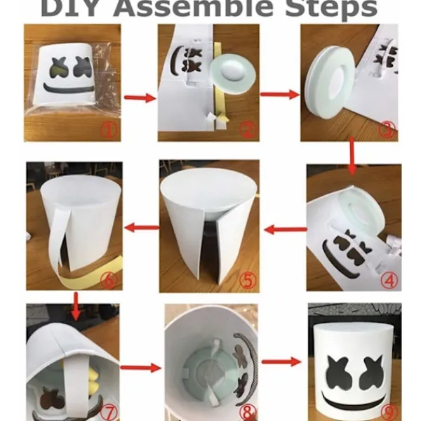 Marshmallow DJ-mask med lysande baratmosfär rekvisita> Masker