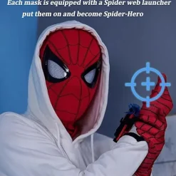 ATELA Mascara Spiderman Headgear Cosplay Moving Eyes Electronic Mask Spider Man 1:1 Chin Control Elastic Toys For Adults Kids Gift><noscript><img width=