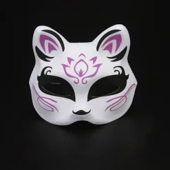HEET Mask Halv Ansikts Handmålad Katt Räv Mask Anime Maskerad A1><noscript><img width=
