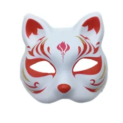 HEET Mask Halv Ansikts Handmålad Katt Räv Mask Anime Maskerad A1><noscript><img width=