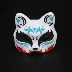 HEET Mask Halv Ansikts Handmålad Katt Räv Mask Anime Maskerad A1><noscript><img width=