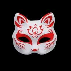 HEET Mask Halv Ansikts Handmålad Katt Räv Mask Anime Maskerad A1><noscript><img width=