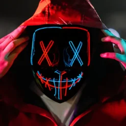 Mask LED Ljusmask Skräckmask för Helg Cosplay Kostym Maskerad, Karneval[mo]><noscript><img width=