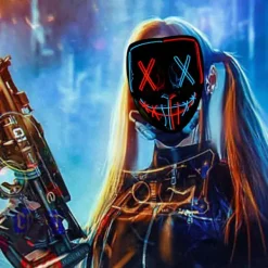 Mask LED Ljusmask Skräckmask för Helg Cosplay Kostym Maskerad, Karneval[mo]><noscript><img width=