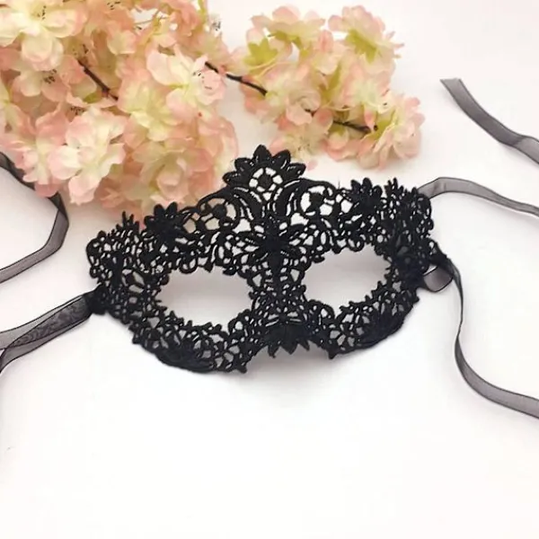 Maskerad Black Lace Mask Halvt ansikte Sexig White Eye Mask Halloween Kostymfest Vuxen tjej> Masker