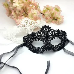 Maskerad Black Lace Mask Halvt ansikte Sexig White Eye Mask Halloween Kostymfest Vuxen tjej> Masker