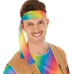 tectake Maskeraddräkt hippie regnbågsfärger 70-tal herr S><noscript><img width=