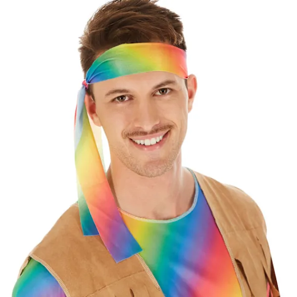 tectake Maskeraddräkt hippie regnbågsfärger 70-tal herr S> Dräkter