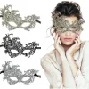 Maskeradmask - Venetiansk mask för kvinnor, vacker elegant spetsmask för damer Halloween Mardi Gras Party Guld+Silver+Svart> Masker