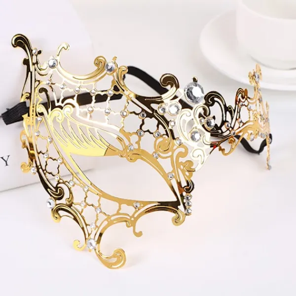 Maskeradmask för kvinnor, ögonmask för fest, bal, kostym, Mardi Gras, retromasker> Masker