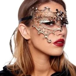 Maskeradmask för kvinnor Metallmask Glänstrass Venetiansk festkvällsbalmask Bar kostymaccessoar> Masker