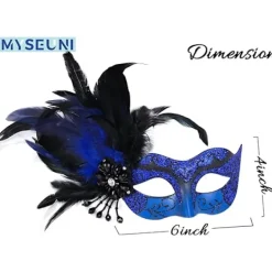 Maskeradmask för kvinnor med fjädrar - Venetiansk fjädermask för maskeradbal, Mardi Gras> Masker