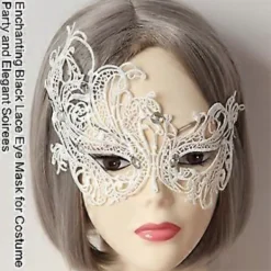 Maskeradmask för kvinnor, sexig spetsmask för Halloween-maskerader, karnevaler, fester, baler, middagsbjudningar, bröllop, vit><noscript><img width=