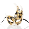 Maskeradmask för Män (Guld/Svart), Vintage Venetiansk Rutig Mardi Gras Musikfest Mask> Masker