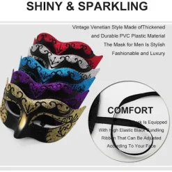 OCEAN Maskeradmask för Män Kvinnor Par Venetiansk Mask för Halloween Mardi Gras Kostymfest Bal><noscript><img width=