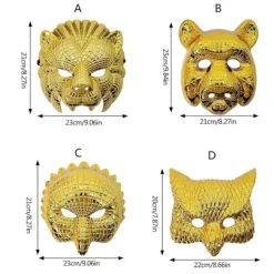 Maskeradmask Guld Leopard/Lejon/Gris/Uggla Mask Party Mask Halloween Cosplay Mask Kvinnor Män Djurmask Balmask[GKS] Upright owl><noscript><img width=