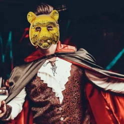 Maskeradmask Guld Leopard/Lejon/Gris/Uggla Mask Party Mask Halloween Cosplay Mask Kvinnor Män Djurmask Balmask[GKS] Upright owl><noscript><img width=
