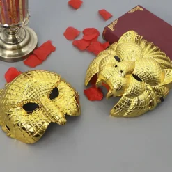 Maskeradmask Guld Leopard/Lejon/Gris/Uggla Mask Party Mask Halloween Cosplay Mask Kvinnor Män Djurmask Balmask[GKS] Upright owl><noscript><img width=
