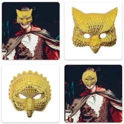 Maskeradmask Guld Leopard/Lejon/Gris/Uggla Mask Party Mask Halloween Cosplay Mask Kvinnor Män Djurmask Balmask[gks]> Masker