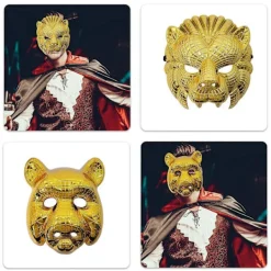 LEIGELE Maskeradmask Guld Leopard/Lejon/Gris/Uggla Mask Party Mask Halloween Cosplay Mask Kvinnor Män Djurmask Balmask (LGL)><noscript><img width=