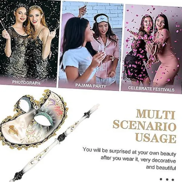 Maskeradmask på pinne Venetianskt mask för kvinnor balmasktillbehör maskeradmask för kvinnor cosplay festmask dammaskeradmask smink> Masker