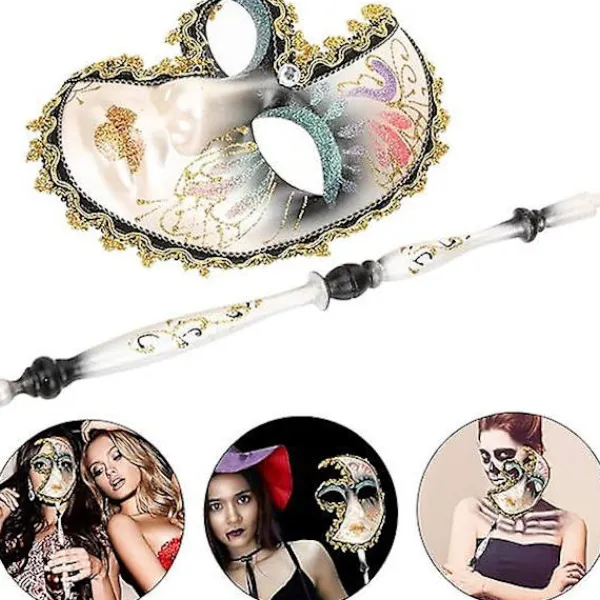 Maskeradmask på pinne Venetianskt mask för kvinnor balmasktillbehör maskeradmask för kvinnor cosplay festmask dammaskeradmask smink> Masker