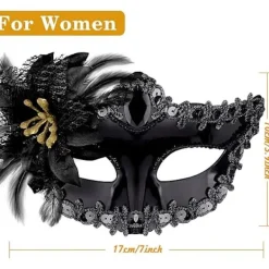 Maskeradmasker för par, set med venetianska festmasker i plast, Halloween-kostymmask, Mardi Gras-mask för kvinnor och män><noscript><img width=