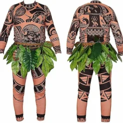 Maui Tattoo T Shirt/pants Halloween Adult Mens Women Cosplay Costumes With Leaves Decor Blattern Halloween Adult Cosplay> Dräkter
