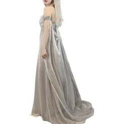 Medeltida Drottningdräkt för Kvinnor Cosplay Grå Lång Klänning Halloween Daenerys Targaryen Kostymer XXL XXL Beige> Dräkter